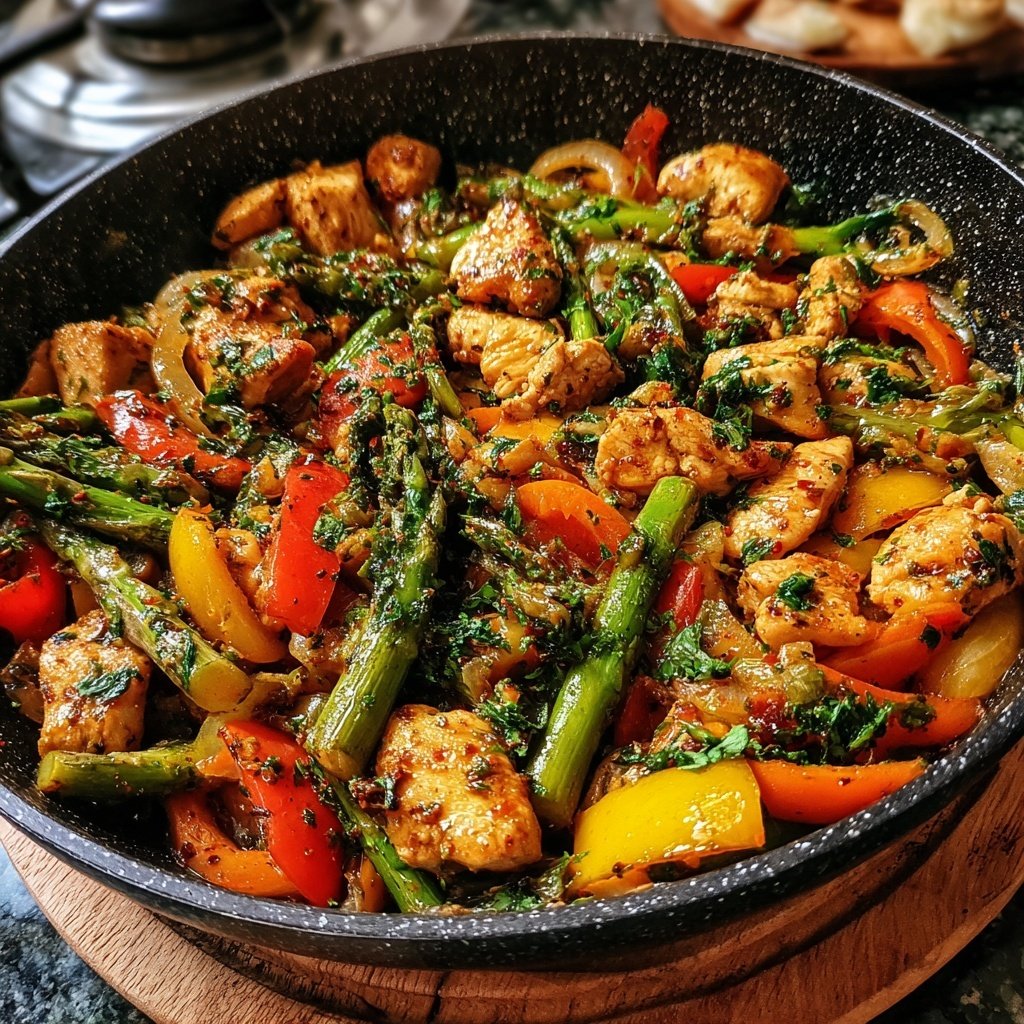 Kalorienarme Gemüsepfanne Mit Hähnchen